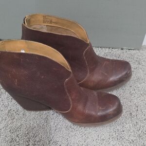 Kork-Ease Dark Brown Leather Ankle Booties